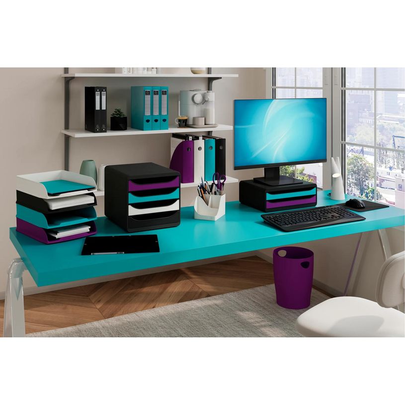 9002493453104-Exacompta Ecobin - Corbeille à papier - 15L - couleurs assorties titane--3