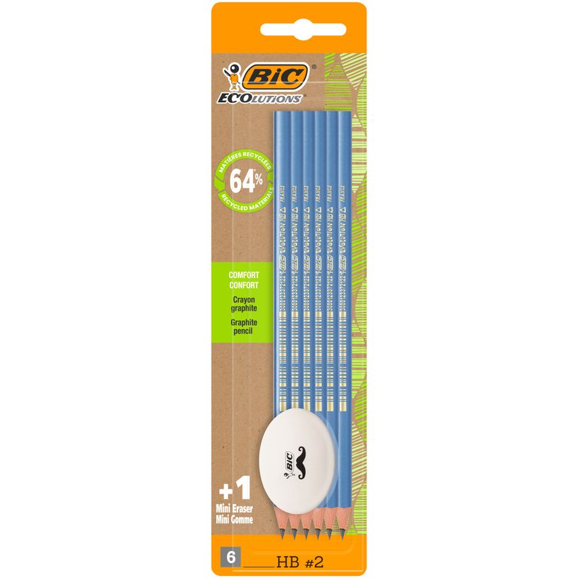 3086124172820-BIC - Lot de 6 Crayons HB Evolution Triangle avec Gomme--0