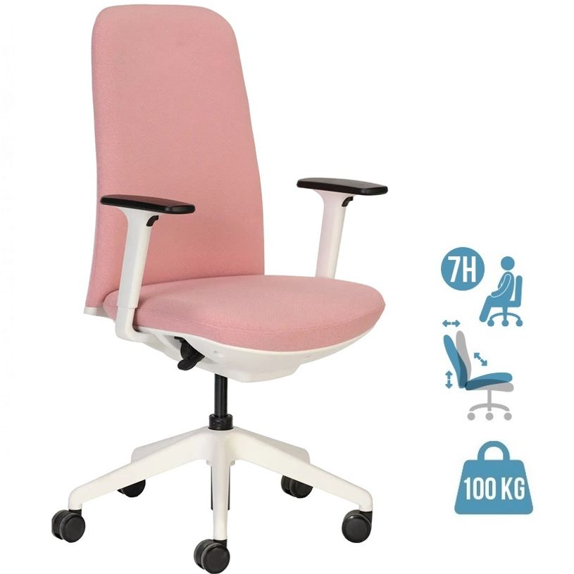 3760185026642-Fauteuil de bureau NEST - accoudoirs réglables en hauteur - rose--0