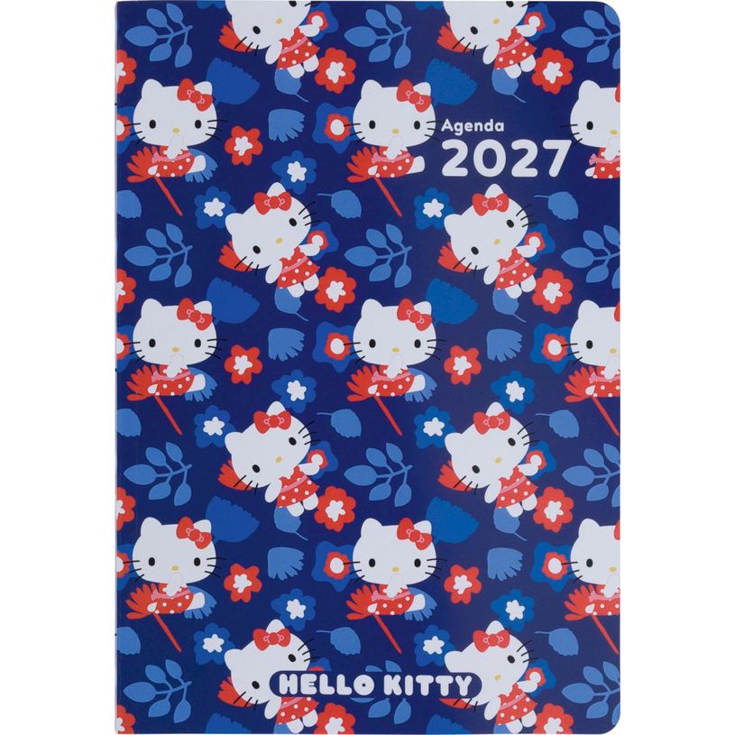 3664447234816-Agenda Hello Kitty - 1 semaine sur 2 pages - 17 x 24,5 cm - fleurs - Oberthur--0