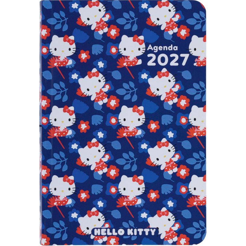 3664447234847-Agenda Hello Kitty - 1 semaine sur 2 pages - 10 x 15 cm - fleurs - Oberthur--0
