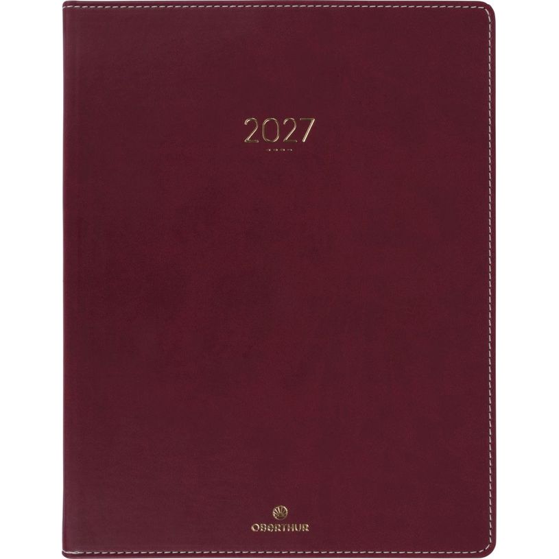 3664447230337-Agenda Eton - 1 semaine sur 2 pages - 22 x 28 cm - bordeaux - Oberthur--0