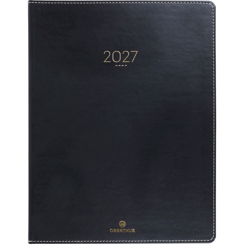 3664447230344-Agenda Eton - 1 semaine sur 2 pages - 22 x 28 cm - noir - Oberthur--0