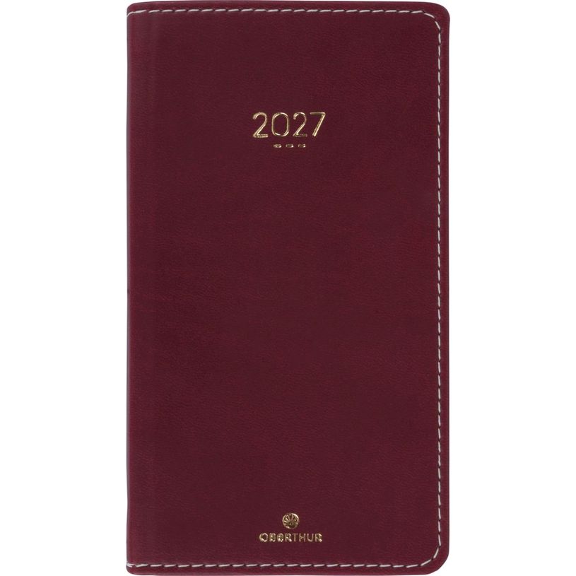 3664447230429-Agenda Eton - 1 semaine sur 2 pages - 9,5 x 17,5 cm - bordeaux - Oberthur--0