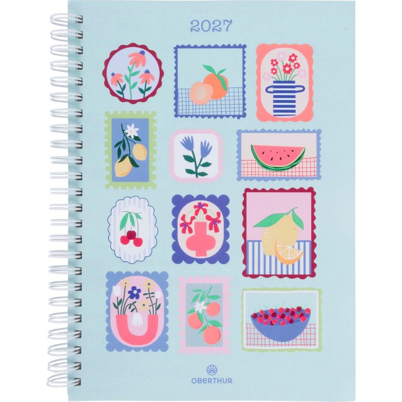3664447227900-Agenda spiralé Flores - 1 semaine sur 2 pages - 15,5 x 21,5 cm - fruits - Oberthur--0