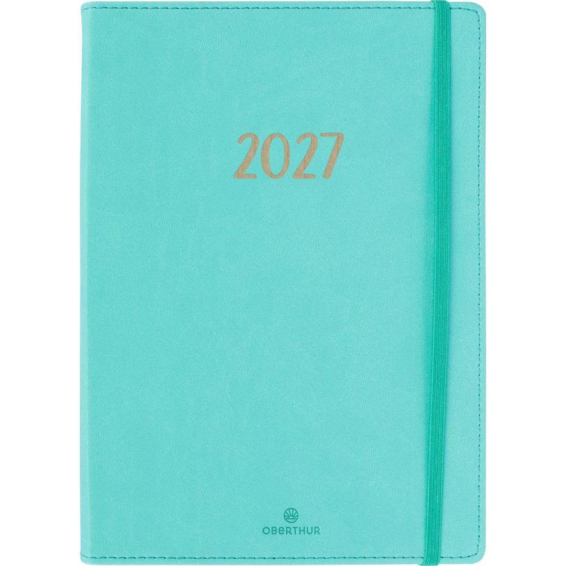 3664447229157-Agenda My Hello - 1 semaine sur 2 pages - 15,5 x 21,5 cm - bleu turquoise - Oberthur--0