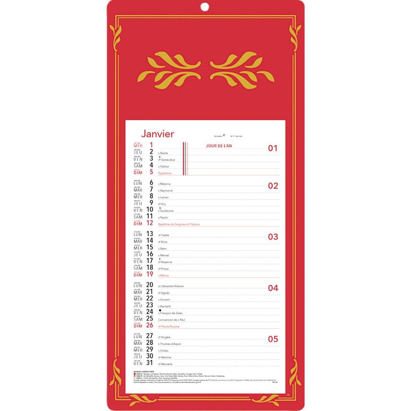 3664447230146-Plaque Skytos - mensuel 12 feuillets - 33,3 x 16 cm - 3 couleurs assorties - Oberthur--2