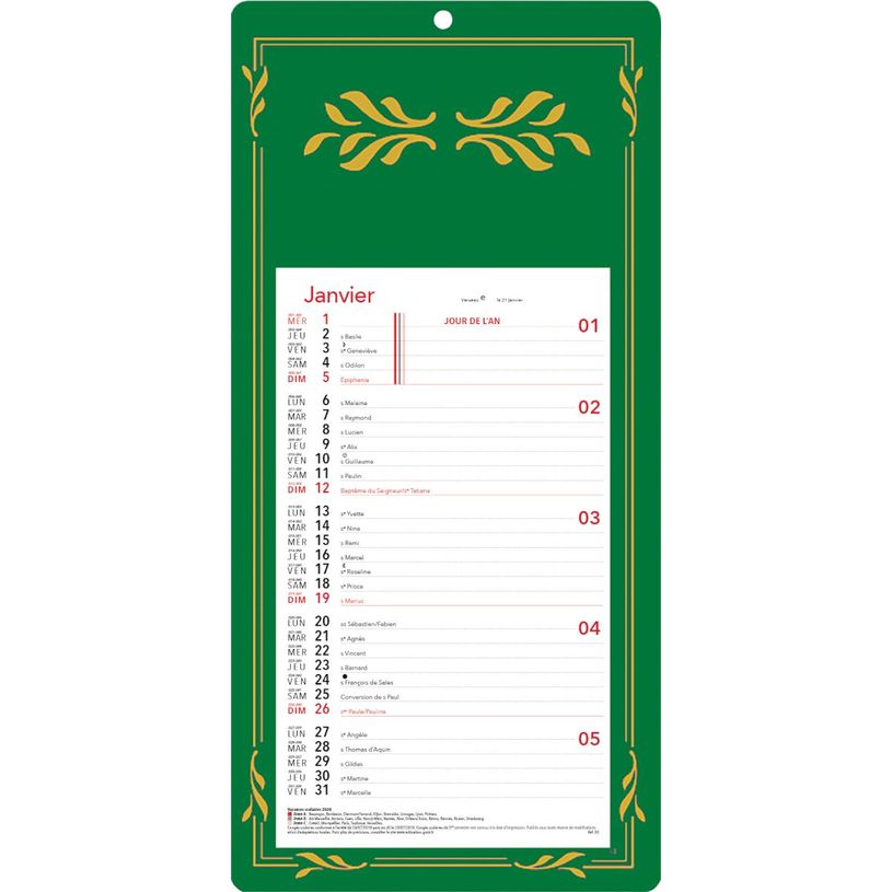 3664447230146-Plaque Skytos - mensuel 12 feuillets - 33,3 x 16 cm - 3 couleurs assorties - Oberthur--3