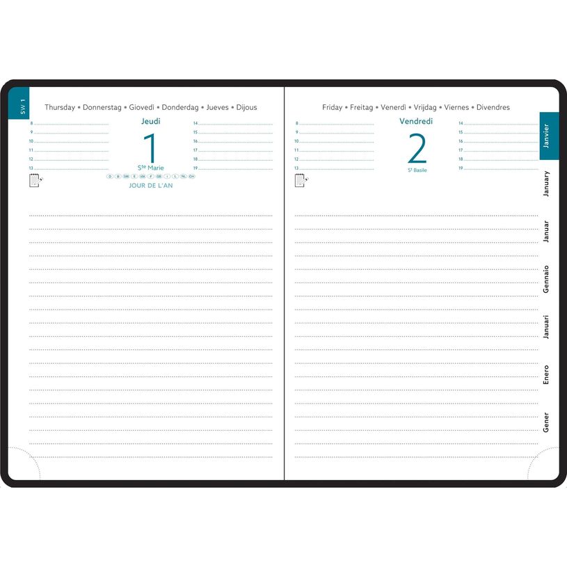 3660942090865-Agenda de poche Eden EasyDay 17 - 1 jour par page - 12 x 17 cm - disponible dans différentes couleurs --2