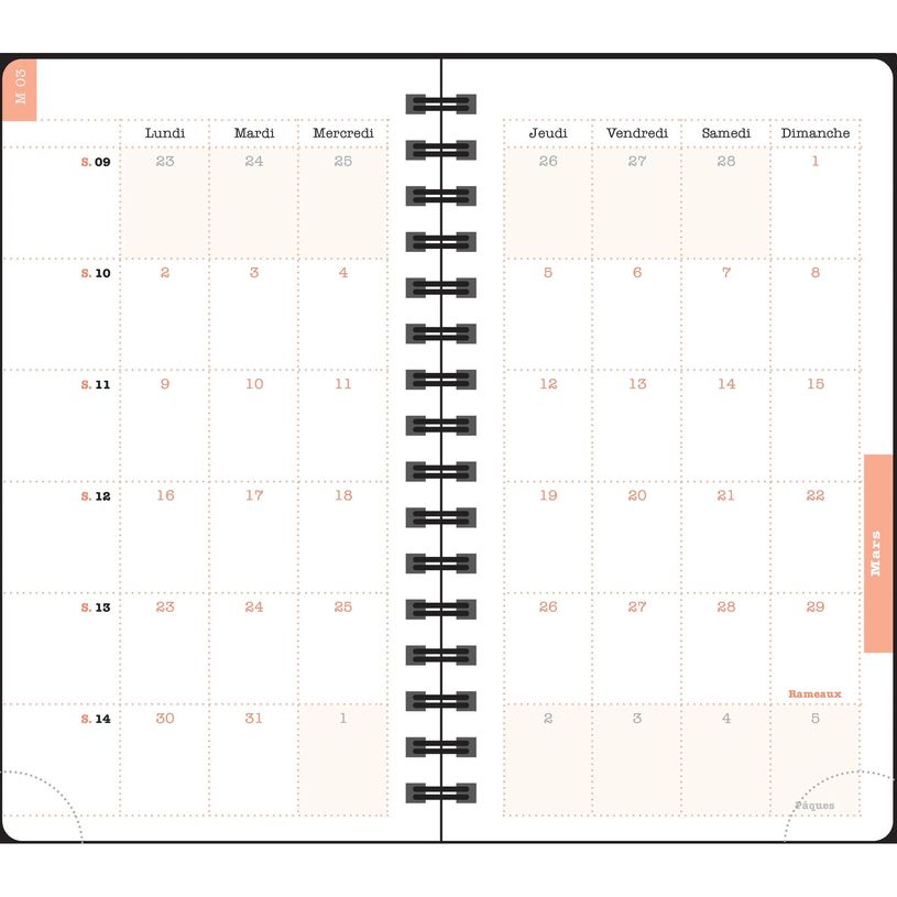 3660942091015-Agenda de poche spiralé Eden Lady 16S - 1 semaine sur 2 pages - 9 x 16 cm - disponible dans différentes cou--5