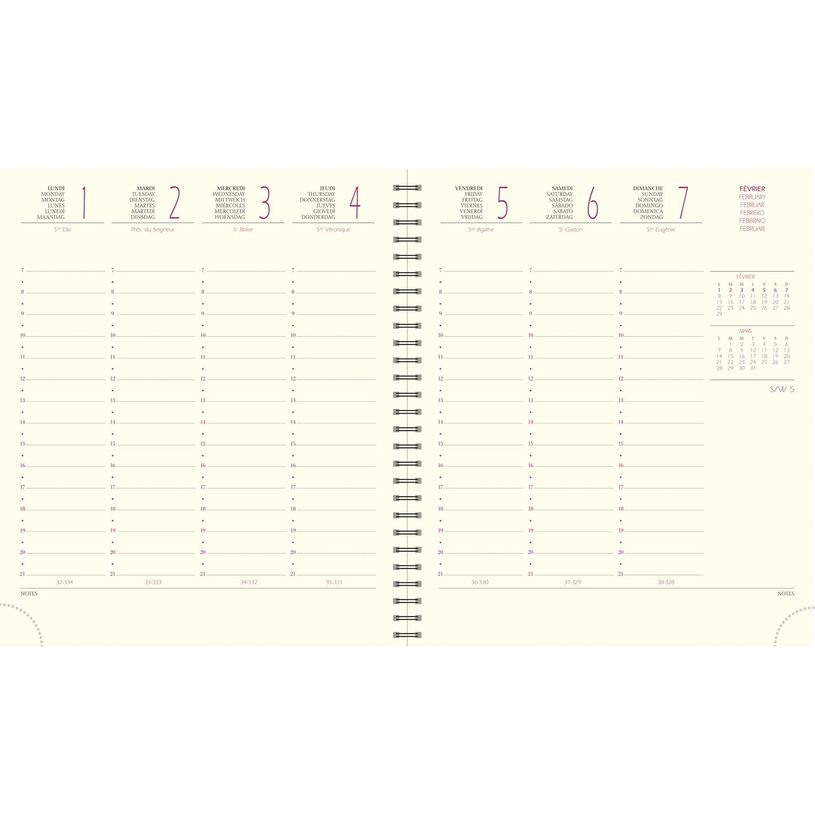 3660942091190-Agenda de bureau spiralé Lily Eurotime 18S - 1 semaine sur 2 pages - 15 x 17 cm - disponible dans différentes cou--1