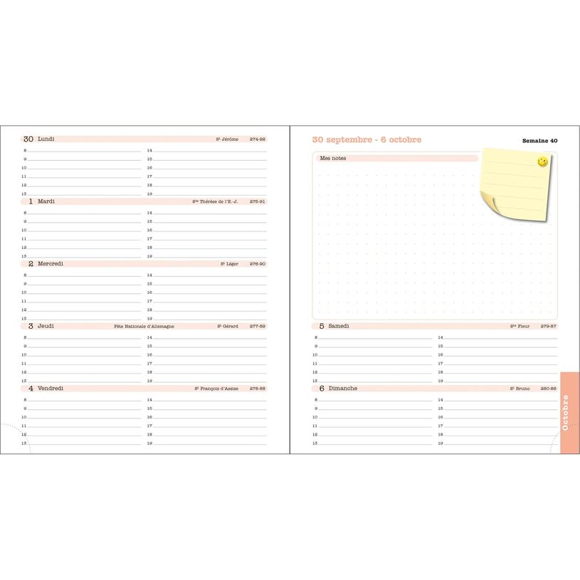 3660942091213-Agenda de bureau Alysse Lady 18 - 1 semaine sur 2 pages - 15 x 17 cm - disponible dans différentes cou--6