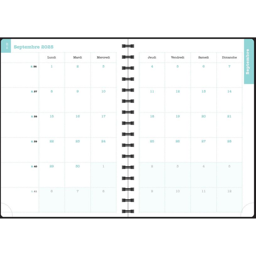 3660942091787-Agenda de bureau spiralé Sophie Adde Lady 20S - 1 semaine sur 2 pages - 15 x 21 cm - Cerisiers - Exaco--1