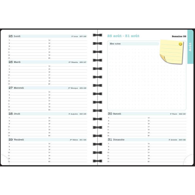 3660942092135-Agenda de bureau spiralé Ariel Lady 20S - 1 semaine sur 2 pages - 15 x 21 cm - Exacompta--11