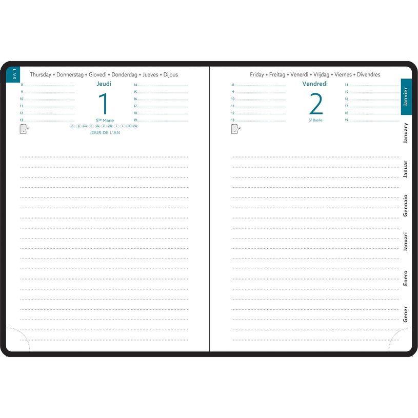 3660942091503-Agenda de bureau Mini Labo EasyDay 21 - 1 jour par page - 15 x 21 cm - vert - Exacompta--1