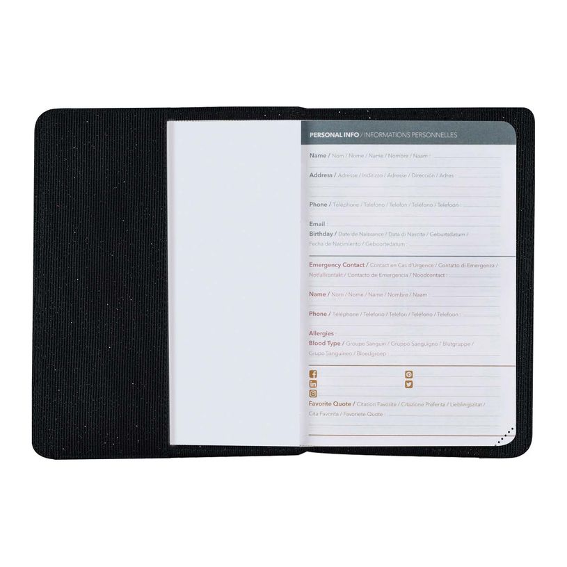3371010544530-Quo Vadis - Agenda - Affaires Color - Semainier Planning - Multilingue - Ella - Noir - 13 mois de décembre à décembre - 10x15 cm - Papier Clairefontaine blanc - Fabri--2