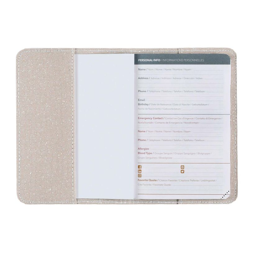 3371010544547-Quo Vadis - Agenda - Affaires Color - Semainier Planning - Multilingue - Ella - Beige - 13 mois de décembre à décembre - 10x15 cm - Papier Clairefontaine blanc - Fabri--2