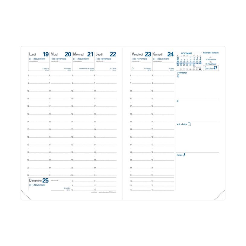 3371010543755-Quo Vadis - Agenda - Affaires - Semainier Planning - Français - Catalina Estrada - Tigre - 14 mois de décembre à janvier - 10x15 cm - Papier Clairefontaine blanc - Fabri--1