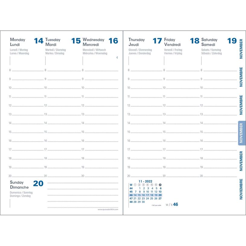 3371010546701-Quo Vadis - Agenda - Affaires Recyclé - Semainier Planning - Multilingue - Eunoia - Beige - 12 mois de janvier à décembre - 10x15 cm - Papier Clairefontaine recyclé - Fabri--1