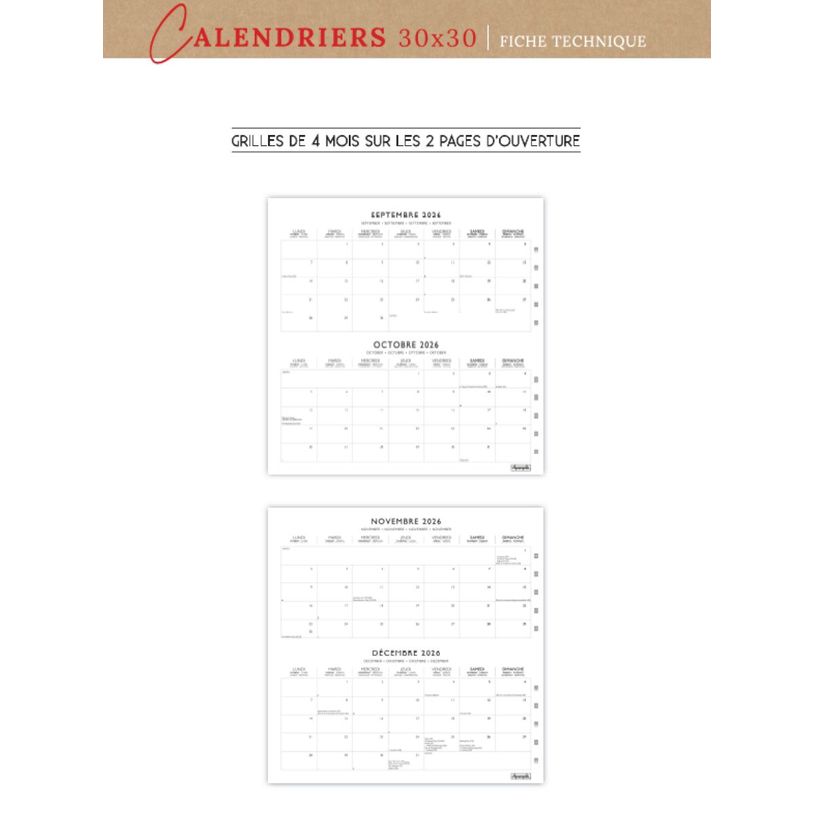 3494150184920-Calendrier mensuel 30X30cm DANS LES FORETS - 16 mois Aquarupella--2