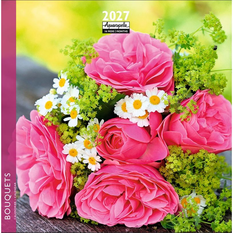 3494150185408-Calendrier mensuel 16X16cm BOUQUETS - 16 mois Aquarupella --0
