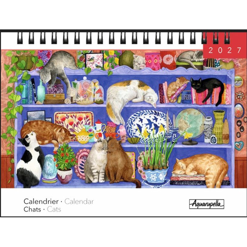 3494150187365-Calendrier chevalets mensuel 18X13,5cm CHAT - 12 mois Aquarupella  --0