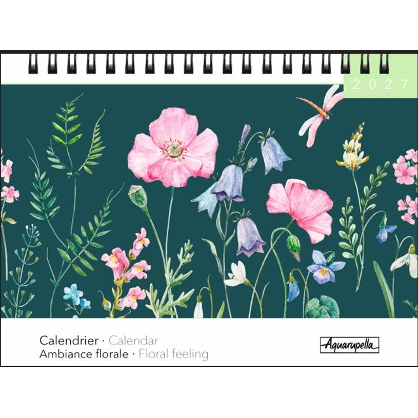 3494150187372-Calendrier chevalets mensuel 18X13,5cm FLORAL - 12 mois Aquarupella  --0