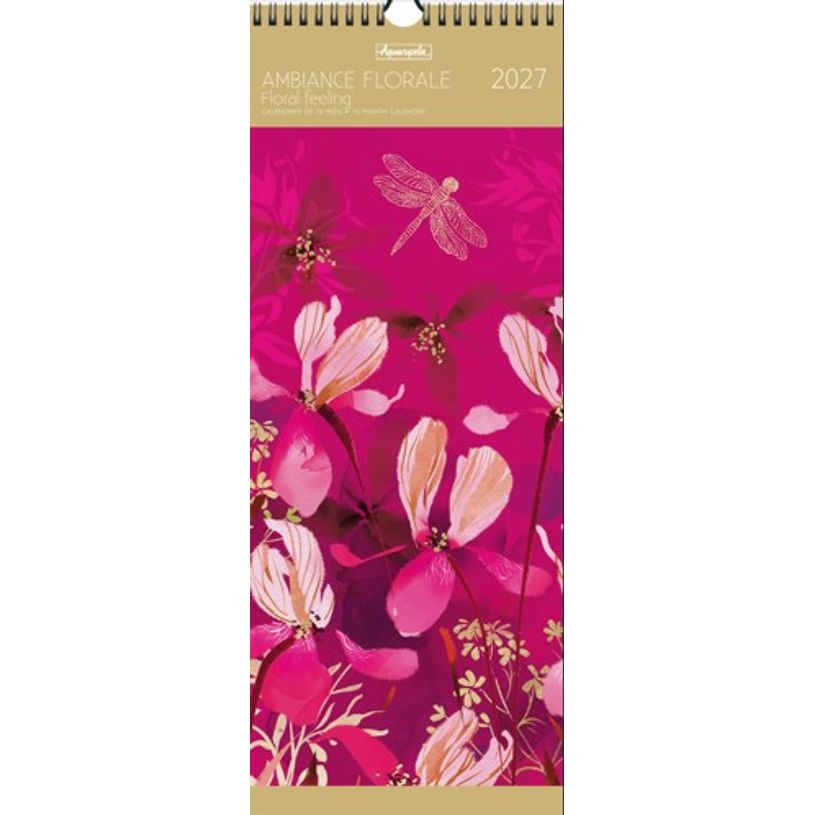 3494150186900-Calendrier long mensuel 16,5X41cm AMBIANCE FLORALE - 12 mois Aquarupella --0