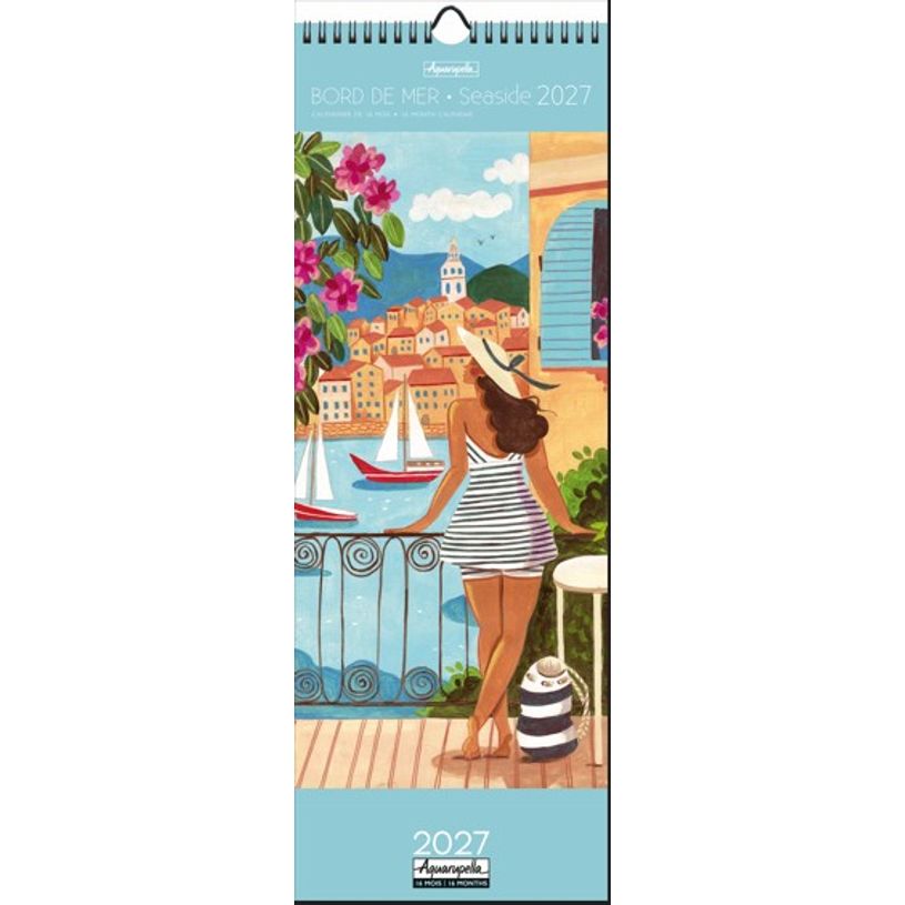 3494150186917-Calendrier long mensuel 16,5X41cm BORD DE MER - 12 mois Aquarupella --0