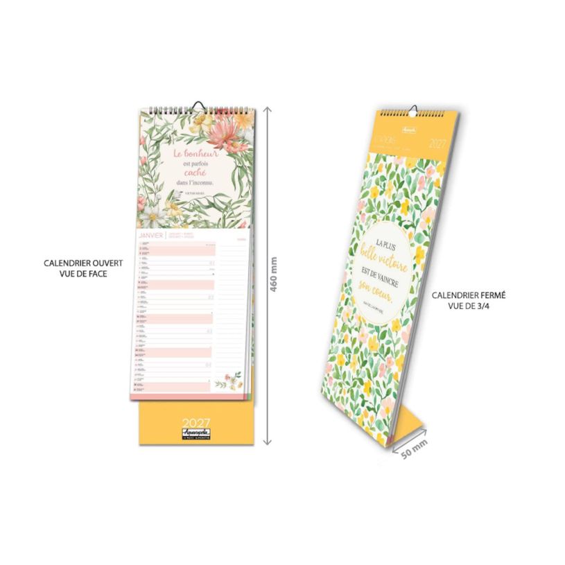 3494150186948-Calendrier long mensuel 16,5X41cm OISEAUX - 12 mois Aquarupella --1