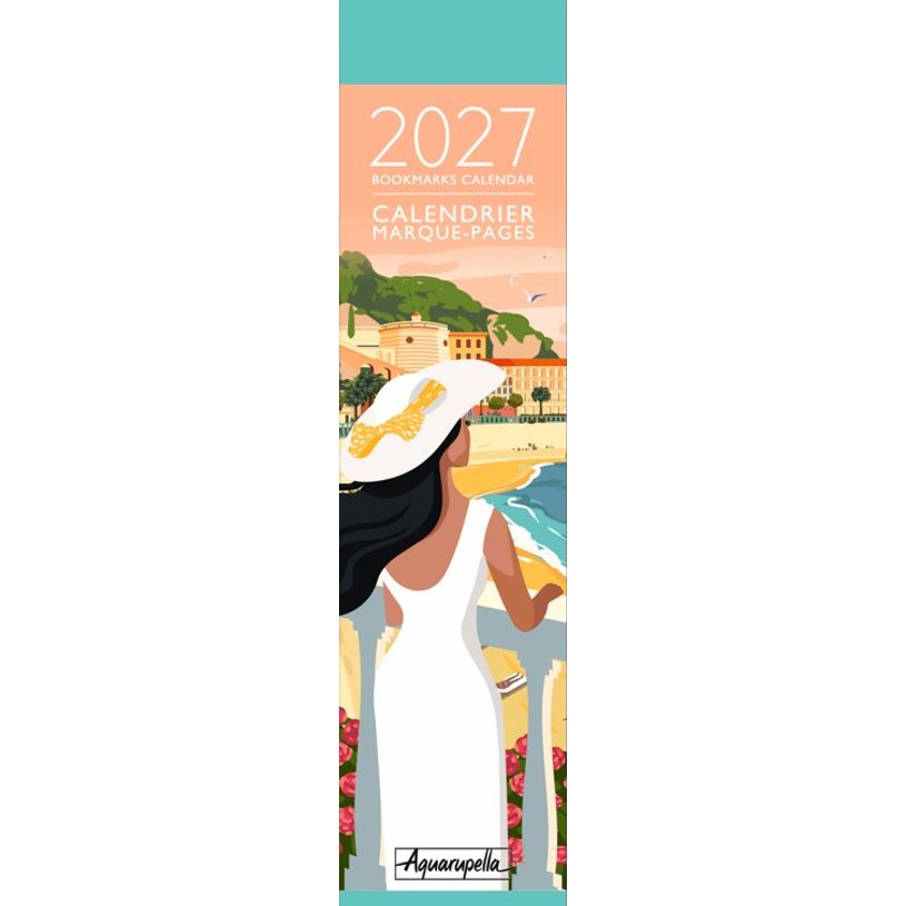 3494150185750-Calendrier marque-pages mensuel 4X16cm VACANCES RETRO ILLUSTRATIONS --0