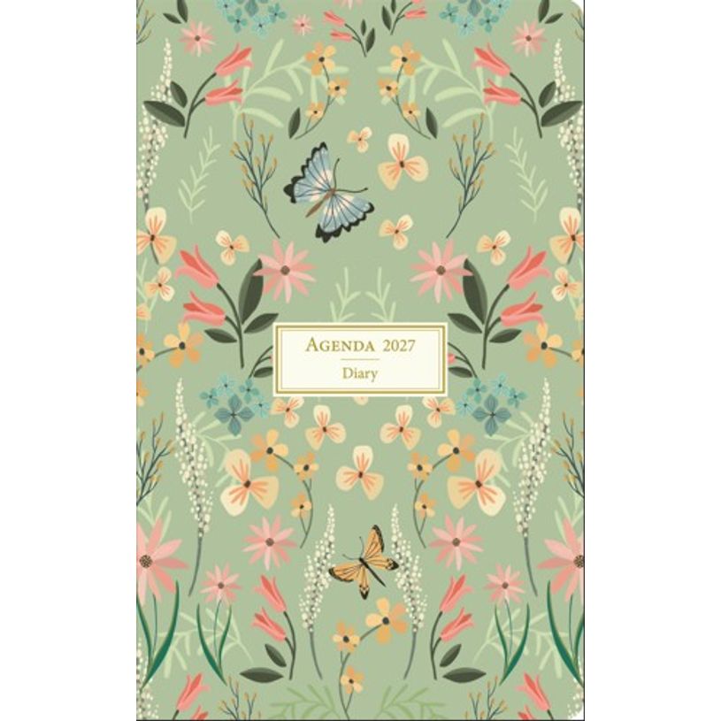 3494150187457-Agenda semaine 13X21cm AMBIANCE FLORALE PAPILLONS -  12 mois Aquarupella --0