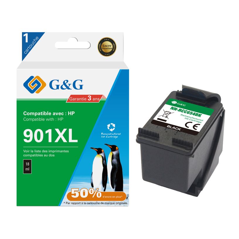 6937173411422-Cartouche remanufacturée HP 901 - noir - G&G--1
