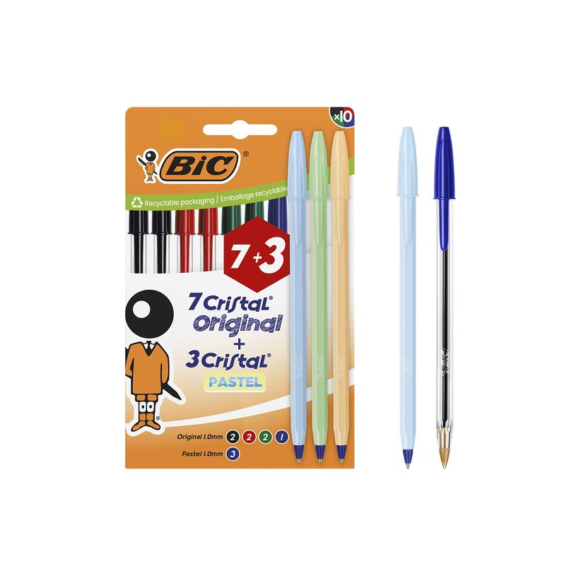 3086124172844-BIC – 10 stylos bille Cristal Original & Pastel – Pointe 1 mm-P_405269080_1-1