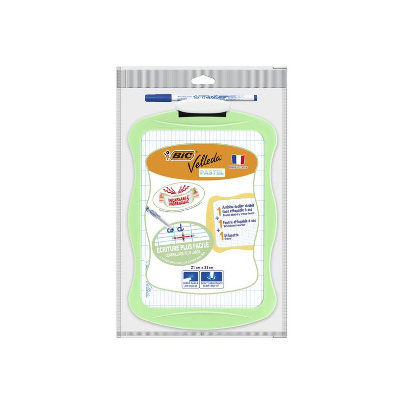 3086124168922-Bic - Ardoise Velleda - Pastel 21×31 cm avec Feutre Effaçable Bleu et Effacette-P_405269095_2-2