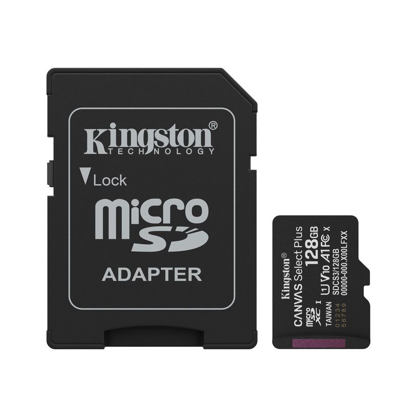740617348453-Kingston Canvas Select Plus - Carte mémoire flash (adaptateur microSDXC vers SD inclus) - 128 Go - A1 / Video Class V10 / UHS-I U-P_405269543_1-0