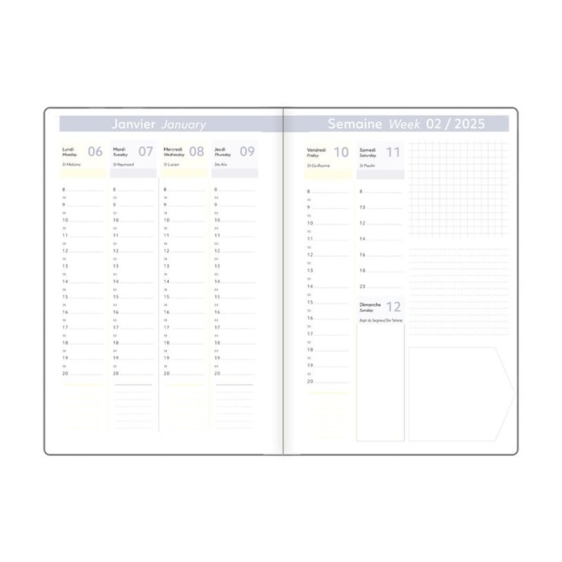 3664447229638-Agenda Anahita - 1 semaine sur 2 pages - 17 x 24,5 cm - marine - Oberthur-P_405269595_5-1