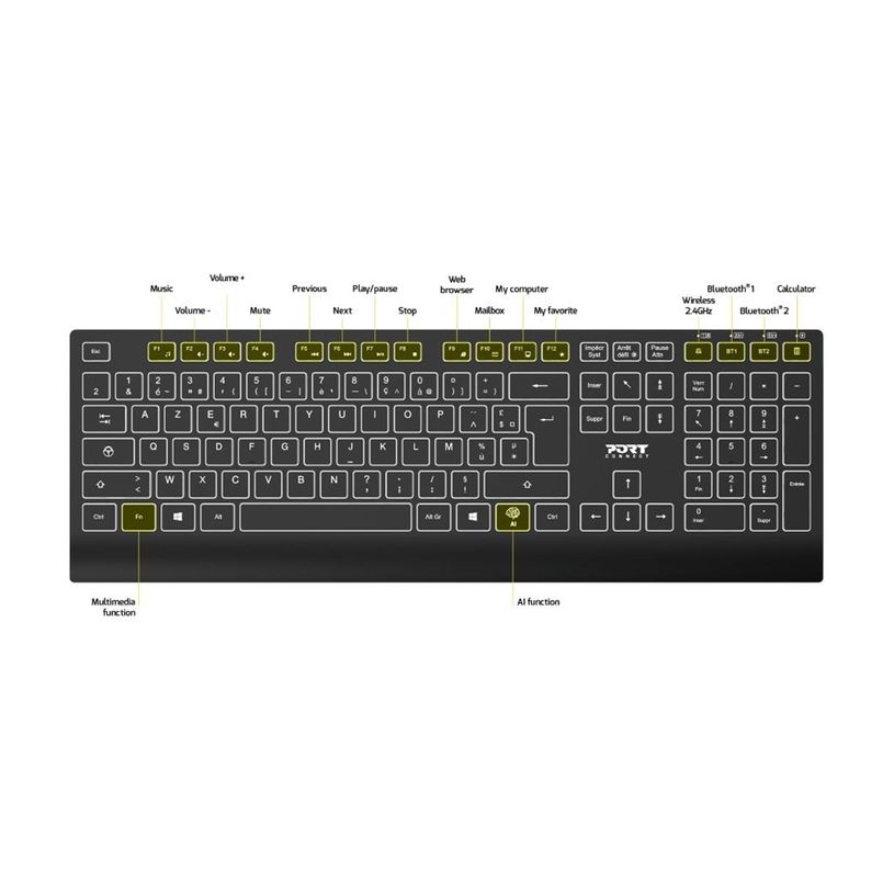 3567049112516-PORT Connect - Ensemble clavier et souris - sans fil - rétroéclairé - AZERTY-P_405269645_2-4