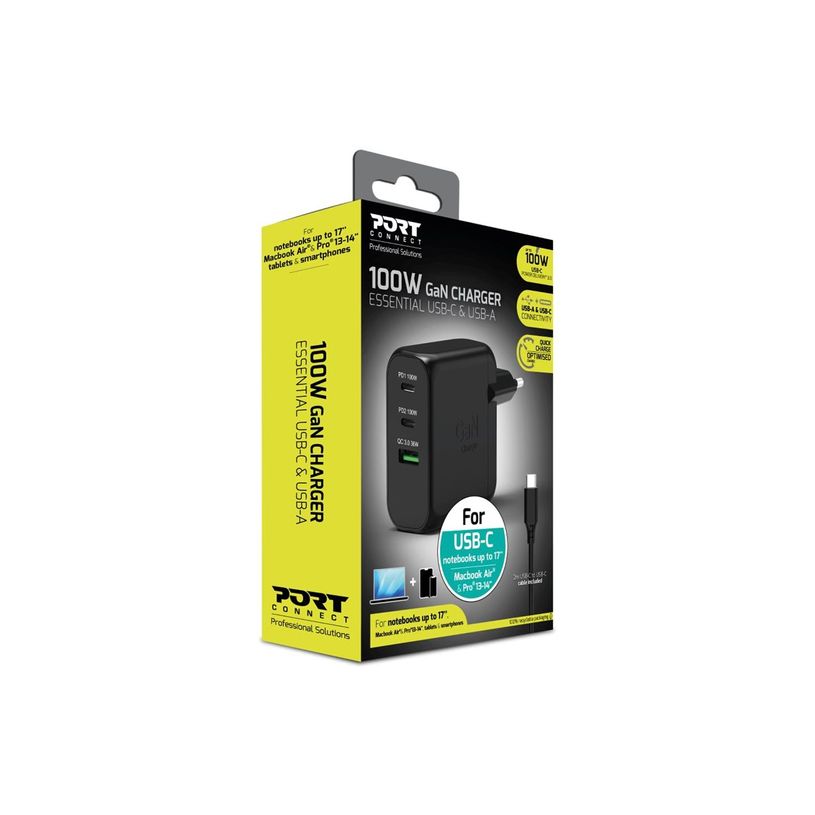 3567042032262-PORT Connect - Adaptateur secteur - GaN - 100 Watt - 3 connecteurs de sortie (USB, USB-C)-P_405269665_8-5
