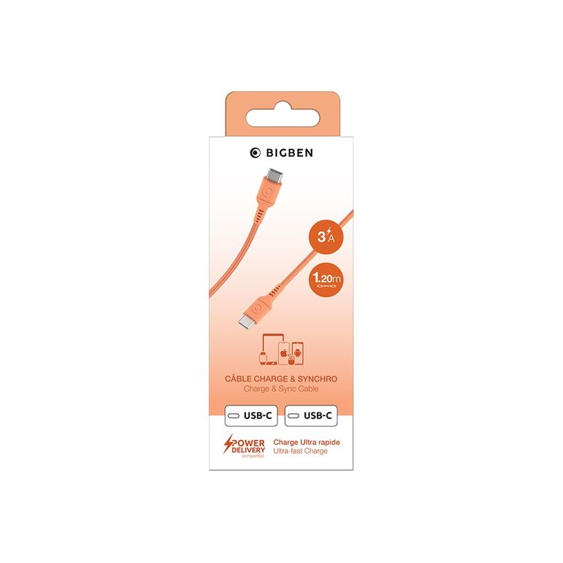 3571211554172-BIGBEN Connected - Câble USB - USB-C (M) pour USB-C (M) - 1.2 m - orange-P_405269966_2-1