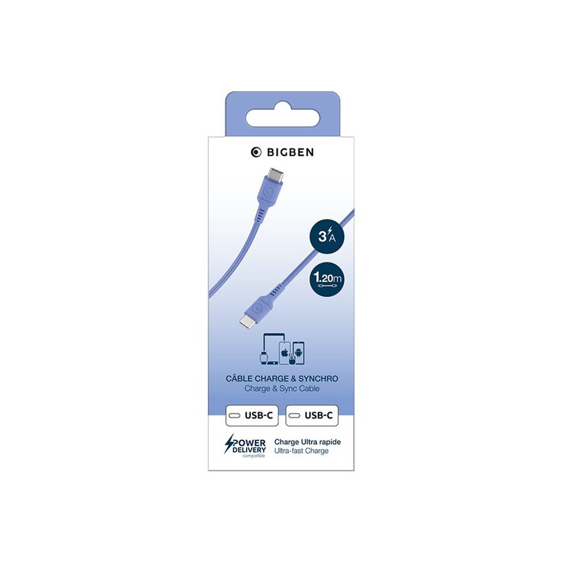 3571211554196-BIGBEN Connected - Câble USB - USB-C (M) pour USB-C (M) - 1.2 m - bleu-P_405269967_2-1