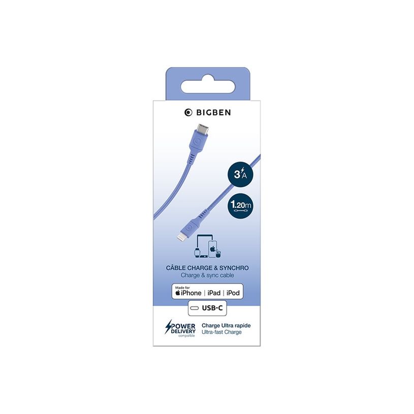 3571211554233-BIGBEN Connected - Câble USB - USB-C (M) pour Lightning (M) - 1.2 m - bleu-P_405269971_2-1