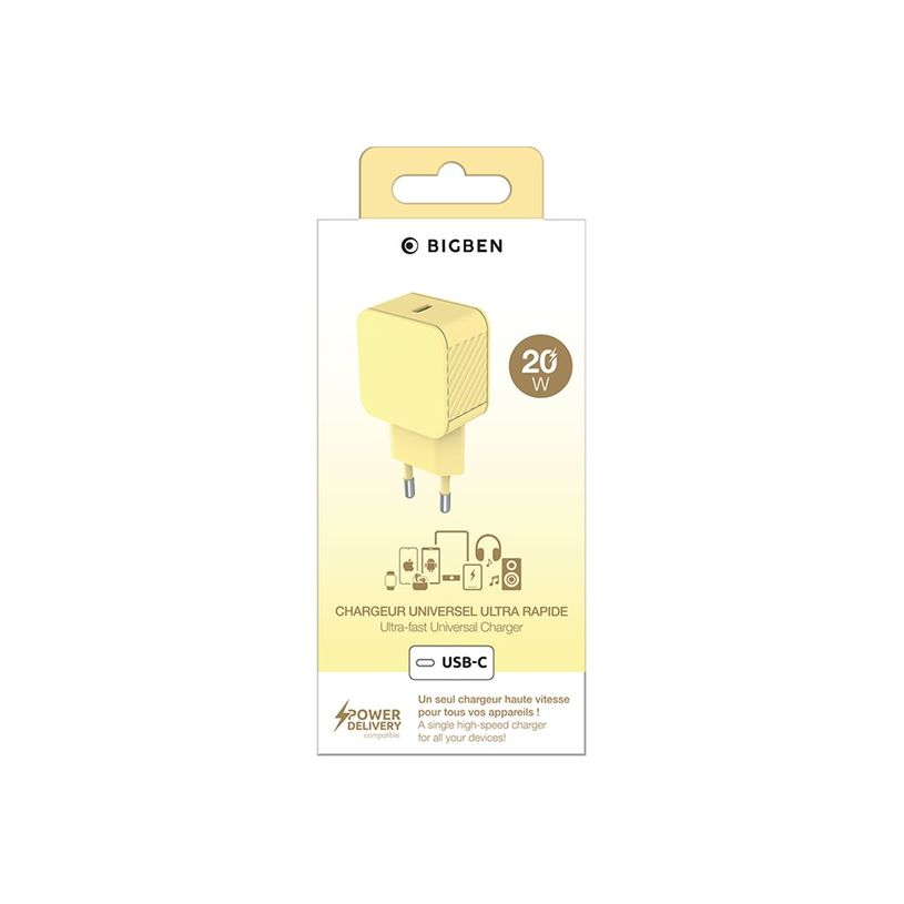 3571211554240-BIGBEN Connected - Chargeur secteur - 20 Watt - PD 3.0, GAN - Fast Charge (USB-C) - jaune-P_405269973_4-1