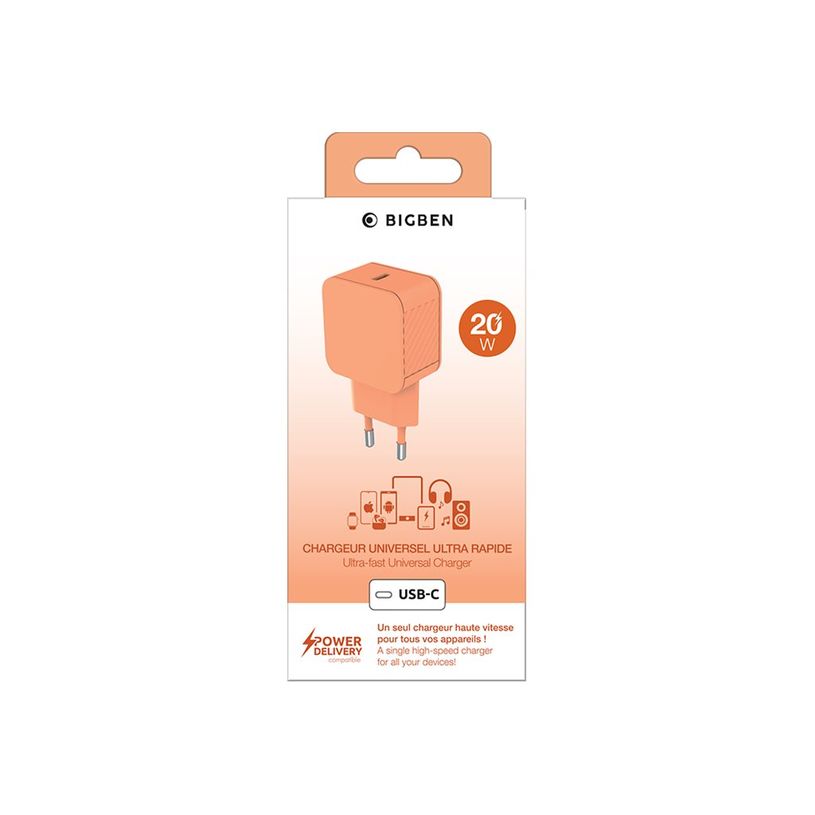 3571211554257-BIGBEN Connected - Chargeur secteur - 20 Watt - PD 3.0, GAN - Fast Charge (USB-C) - orange-P_405269974_4-2