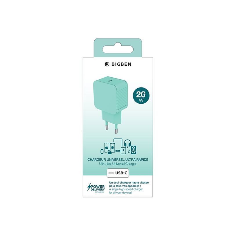 3571211554264-BIGBEN Connected - Chargeur secteur - 20 Watt - PD 3.0, GAN - Fast Charge (USB-C) - vert-P_405269976_4-3