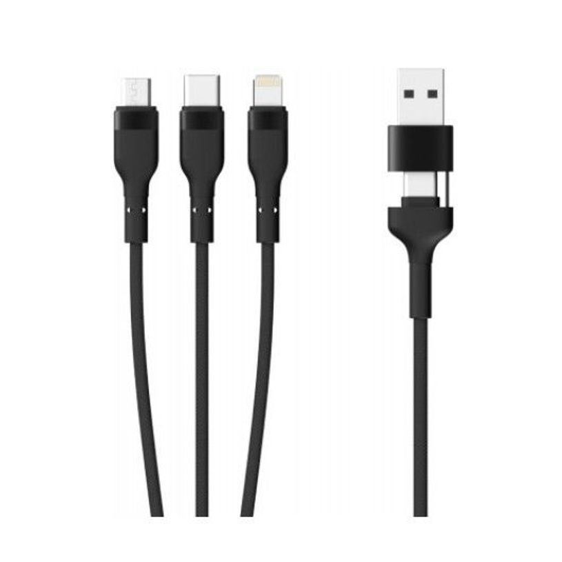 3700527316888-Mobility Lab - Câble 3 en 1 - USB A vers micro USB, USB C  & Lightning  - 50 cm - noir--0
