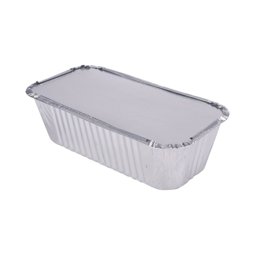 3546525000035-Barquettes Aluminium avec Couvercles - 1 L - 218 x 114 x 60 mm - Lot de 100--0