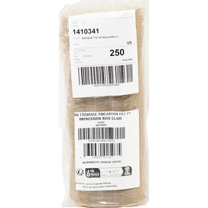 3434030025035-Lot de 250 Barquettes Fromage PM - Carton PET PP - Décor Bois Clair--0