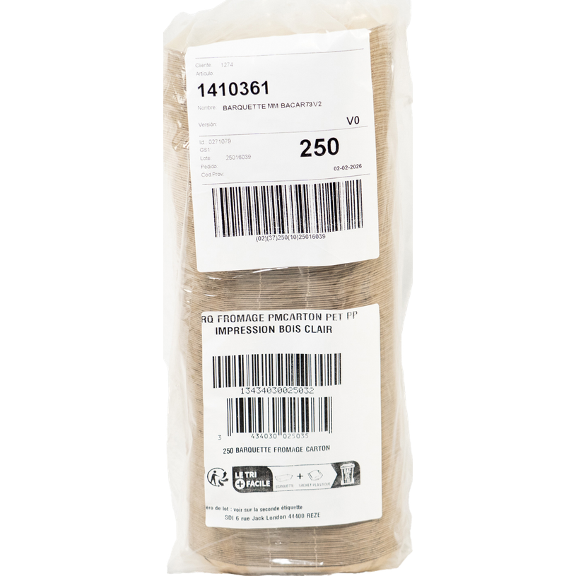 3434030025059-Lot de 250 Barquettes Fromage GM - Carton PET PP - Décor Bois Clair--0