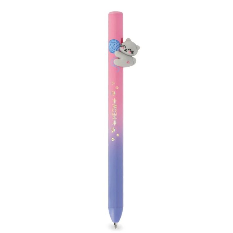 8052694122003-Legami Free Hugs - Stylo à bille rétractable - Encre bleue - Kitty--0